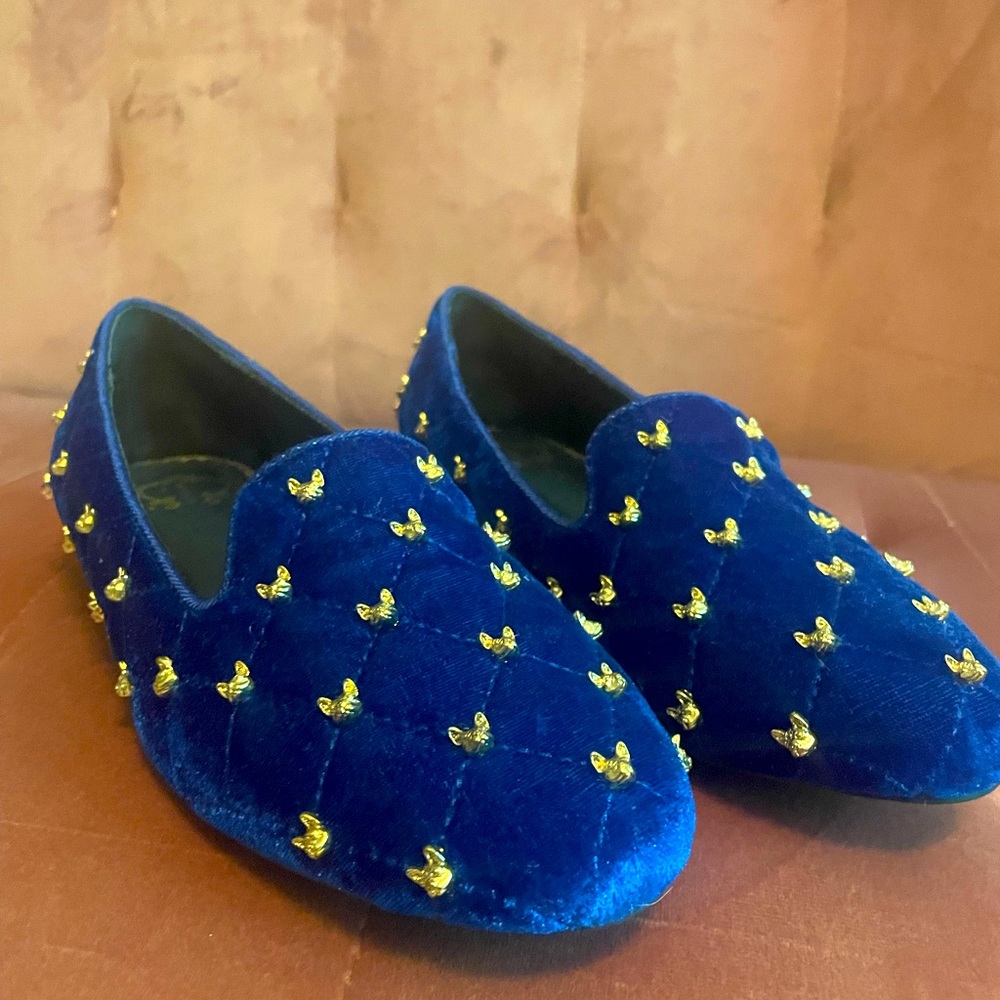 COPY - C Wonder Blue Velvet Flats NWOT 7